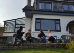 Front of Skye Basecamp with guests